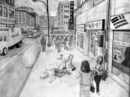 "MODELS" Original Conceptual Drawing in Pencil 18x22